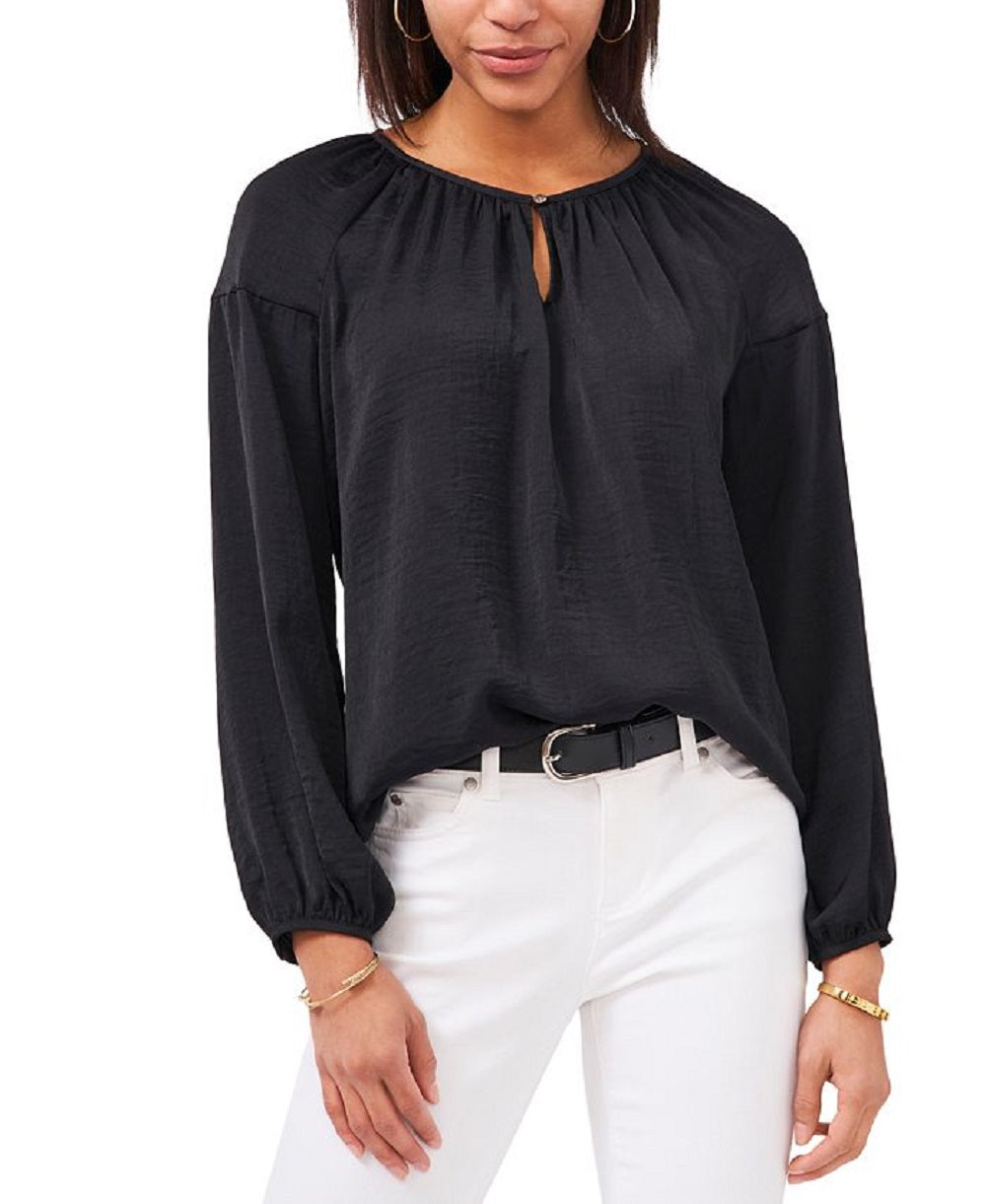 Vince Camuto Women's Hammered Satin Blouse Black Size X-Small