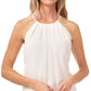 CeCe Women's Pleated Sleeveless Halter Top White Size X-Large