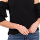 CeCe Women's Off The Shoulder Halter Neck Knit Top Black Size Large
