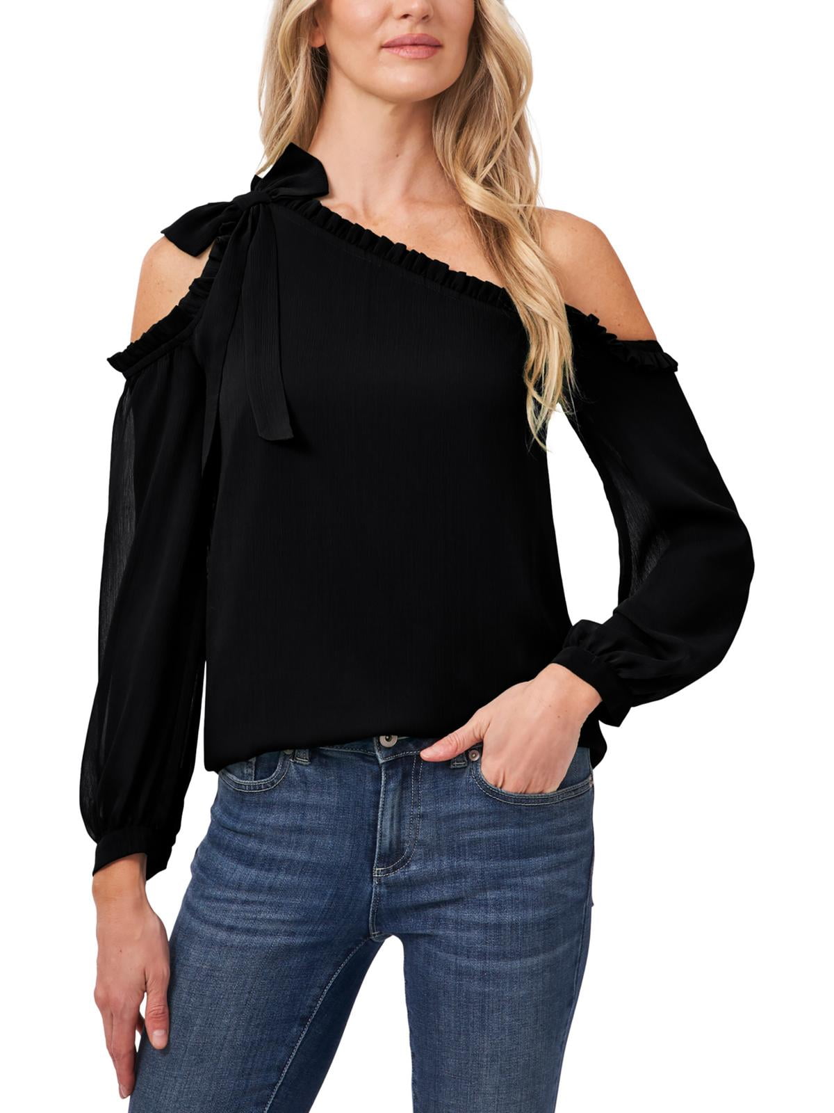 CeCe Women's Ruffled Asymmetrical Blouse Size S