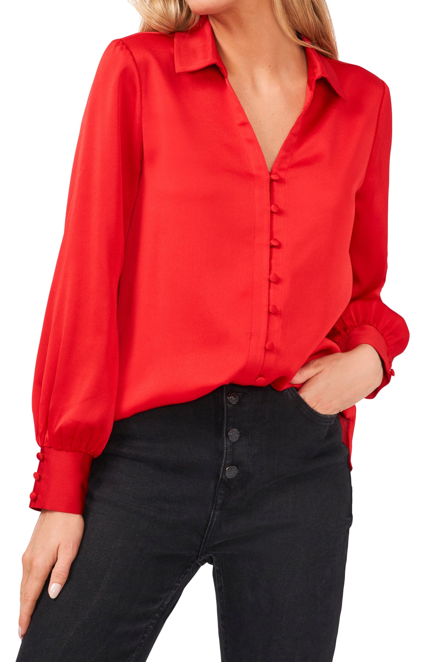 Vince Camuto Women's Button Up Shirt Red Size Small