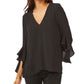 Vince Camuto Women's Trumpet Sleeve Top Black Size Medium