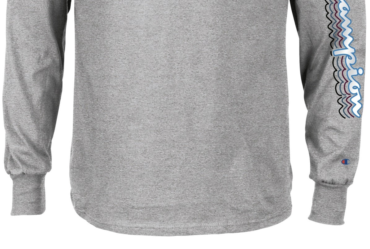 Champion Men's Graphic Logo Long Sleeve T-Shirt Gray Size Medium