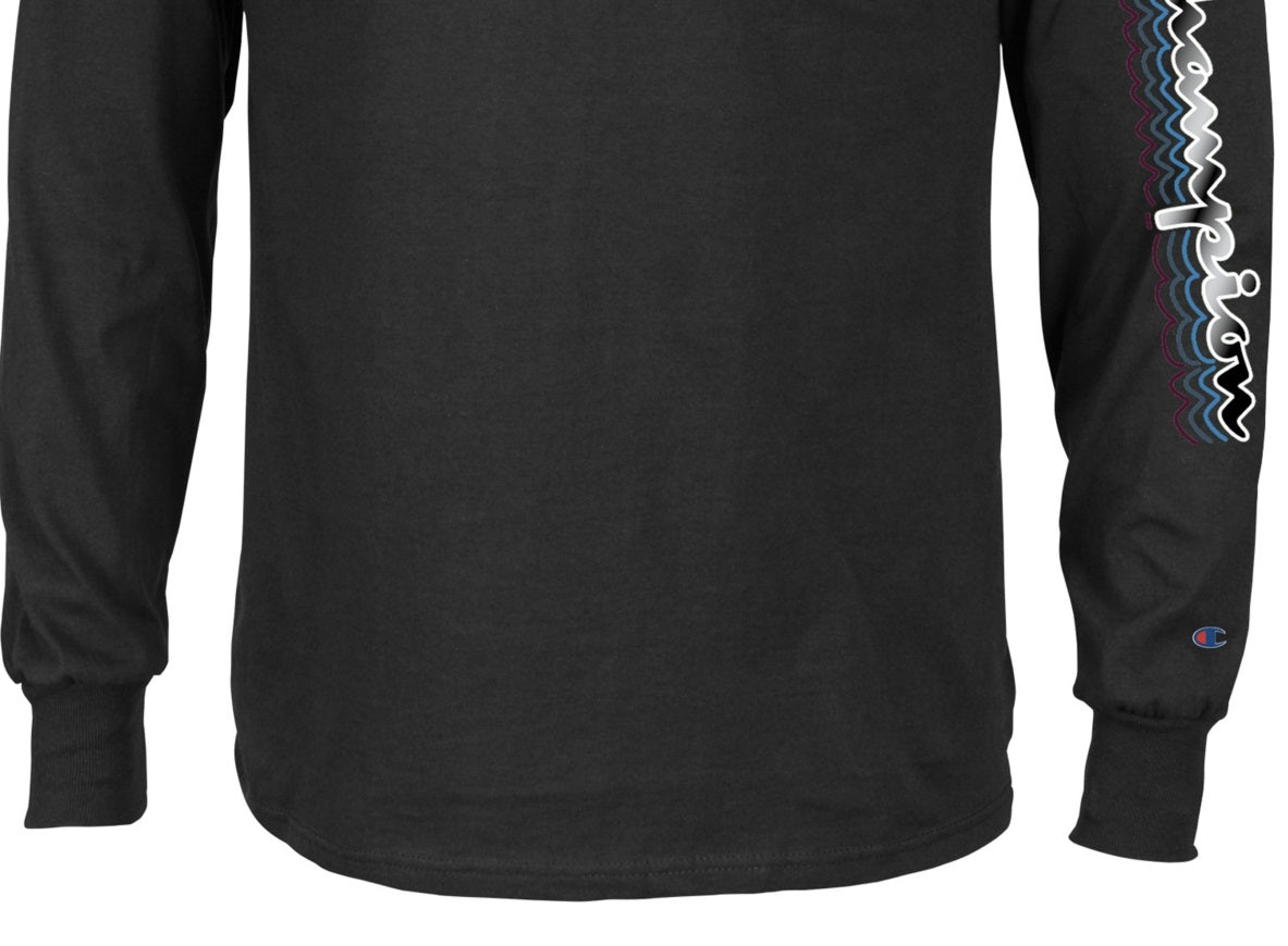 Champion Men's Graphic Logo Long Sleeve T-Shirt Black Size 2X