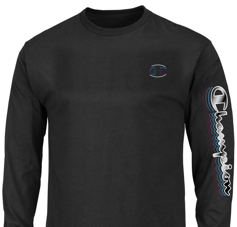 Champion Men's Big & Tall Graphic Logo Long Sleeve T-Shirt Black Size XX-Large