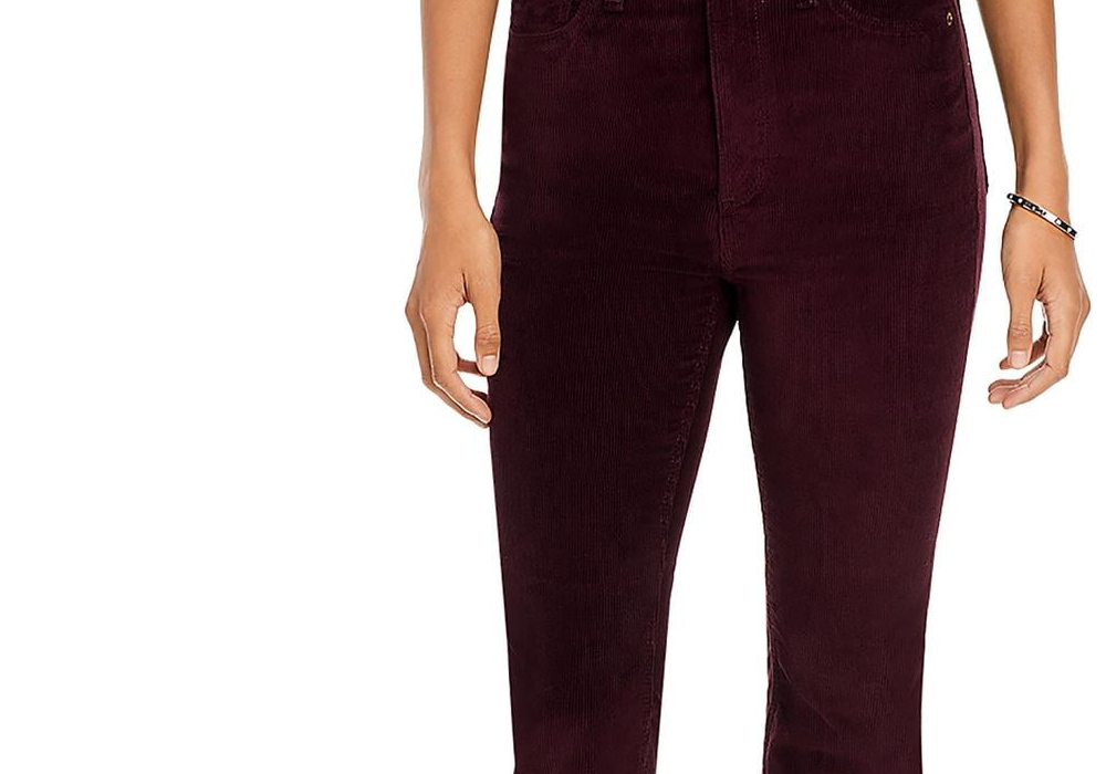 rag & bone Casey Corduroy High Rise Flare Jeans Burgundy