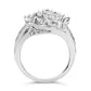 Sterling Silver 1.0 Cttw Diamond Swirl Cluster Cocktail Ring