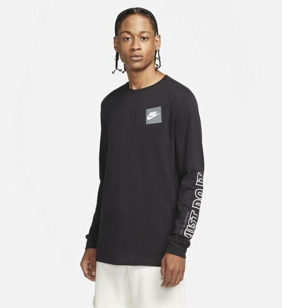 Nike Men's Just Do It Long-Sleeve T-Shirt Black Size X-Large