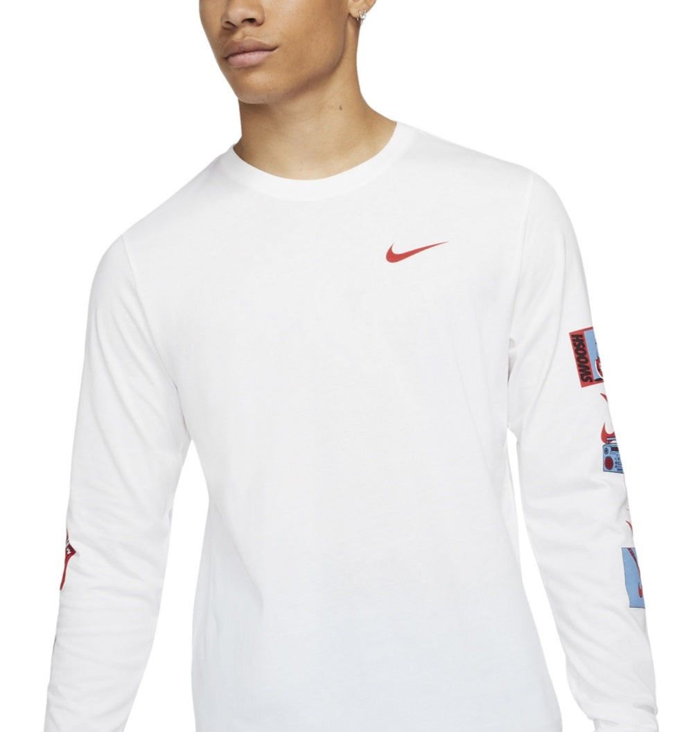 Nike Men's Basketball Long Sleeve Graphic Tee White Size Small