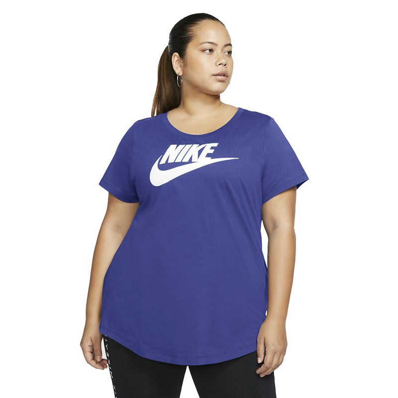 Nike Women's Sportswear Cotton Logo T-Shirt Blue Size 1X