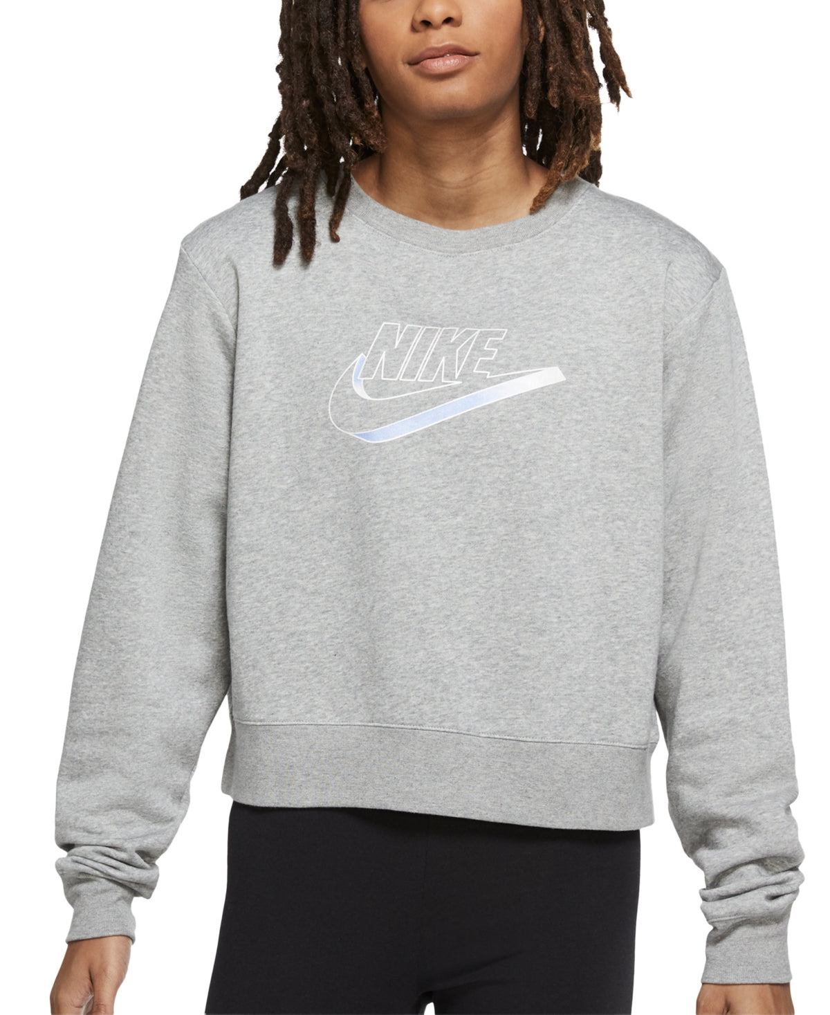 Nike Women's Easy Fleece Crewneck Top Gray Size Medium