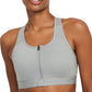 Nike Women's Dri-Fit Swoosh Zip Front Sports Bra Gray Size X-Small