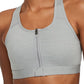 Nike Women's Dri-Fit Swoosh Zip Front Sports Bra Gray Size X-Small