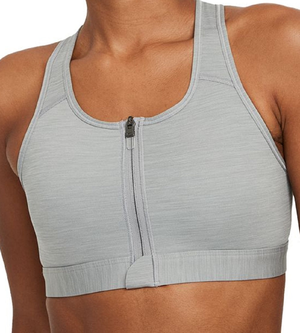 Nike Women's Dri-Fit Swoosh Zip Front Sports Bra Gray Size X-Small