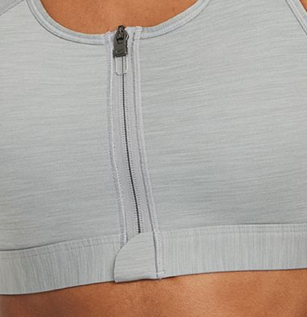 Nike Women's Dri-Fit Swoosh Zip Front Sports Bra Gray Size X-Small