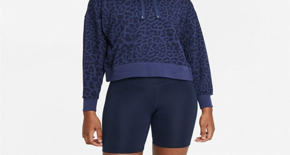 Nike Women's Dri FIT Get Fit Pullover Printed Training Hoodie Blue Size Large