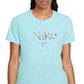 Nike Women's Cotton Graphic T-Shirt Blue Size 1X