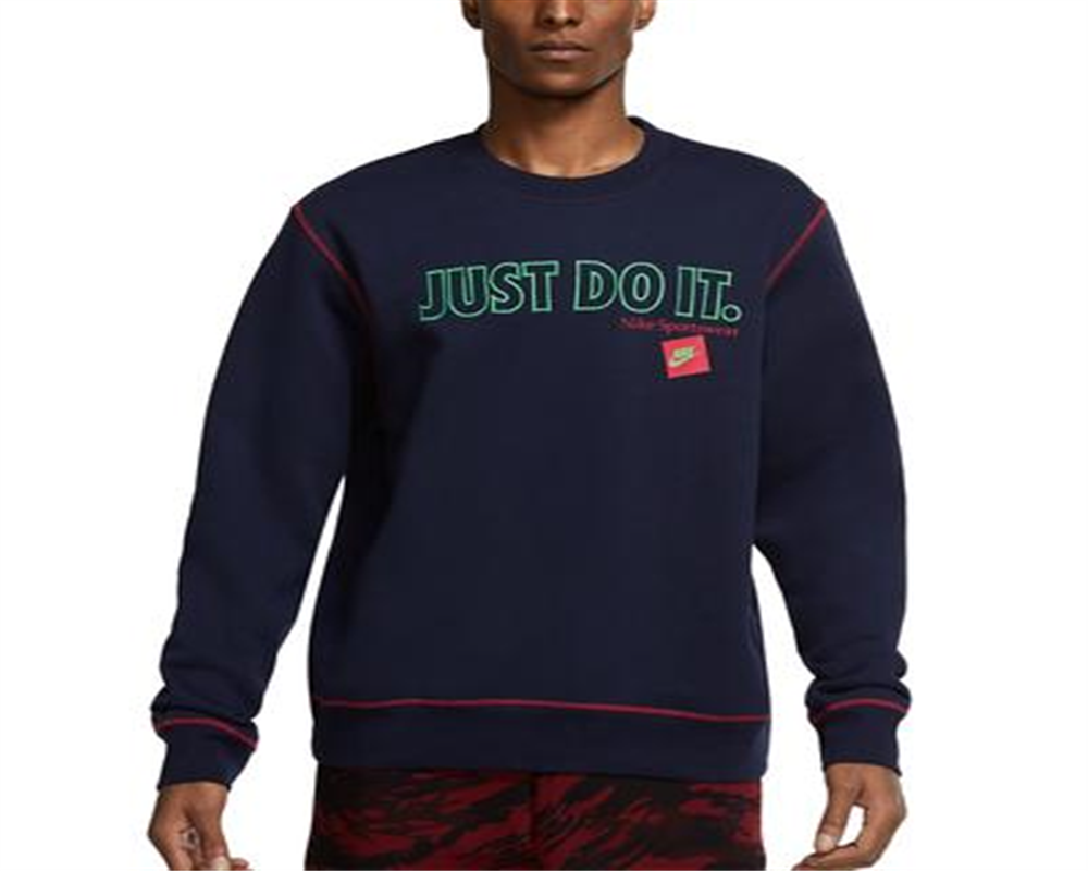 Nike Men's Just Do It Crewneck Fleece Sweatshirt Blue Size Medium
