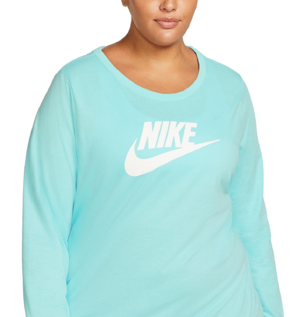 Nike Women's Cotton Graphic Top Blue Size 2X