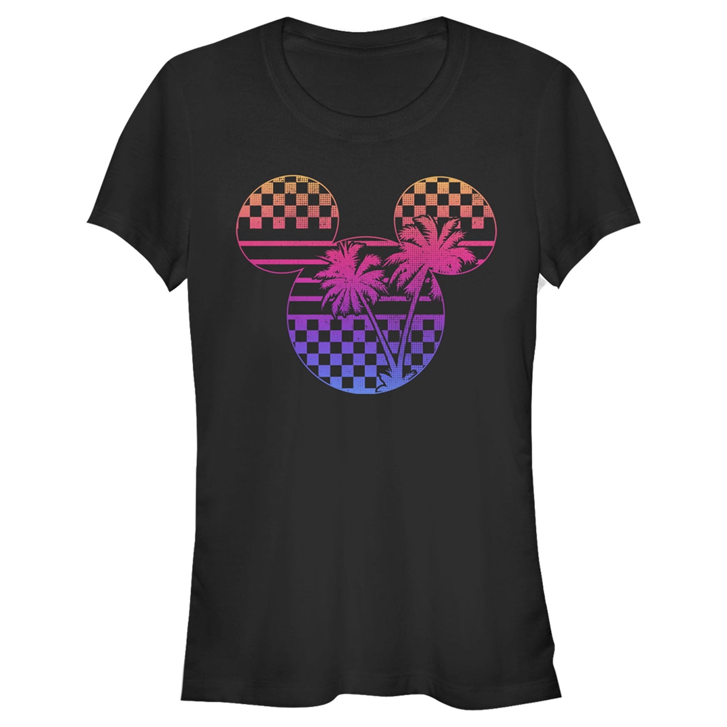 Mickey & Friends Women's Tropical Racetrack Mickey Mouse Logo Graphic Tee Black Size XX-Large
