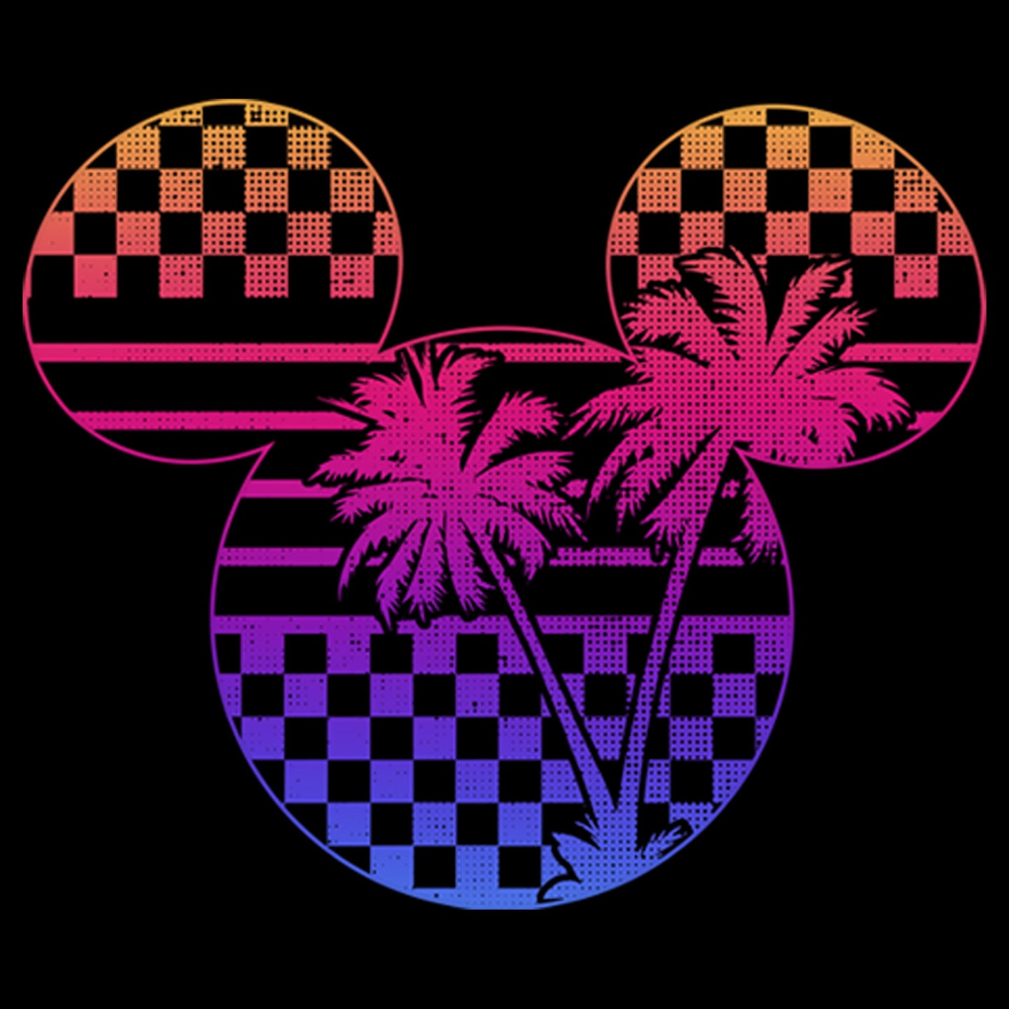 Mickey & Friends Women's Tropical Racetrack Mickey Mouse Logo Graphic Tee Black Size XX-Large