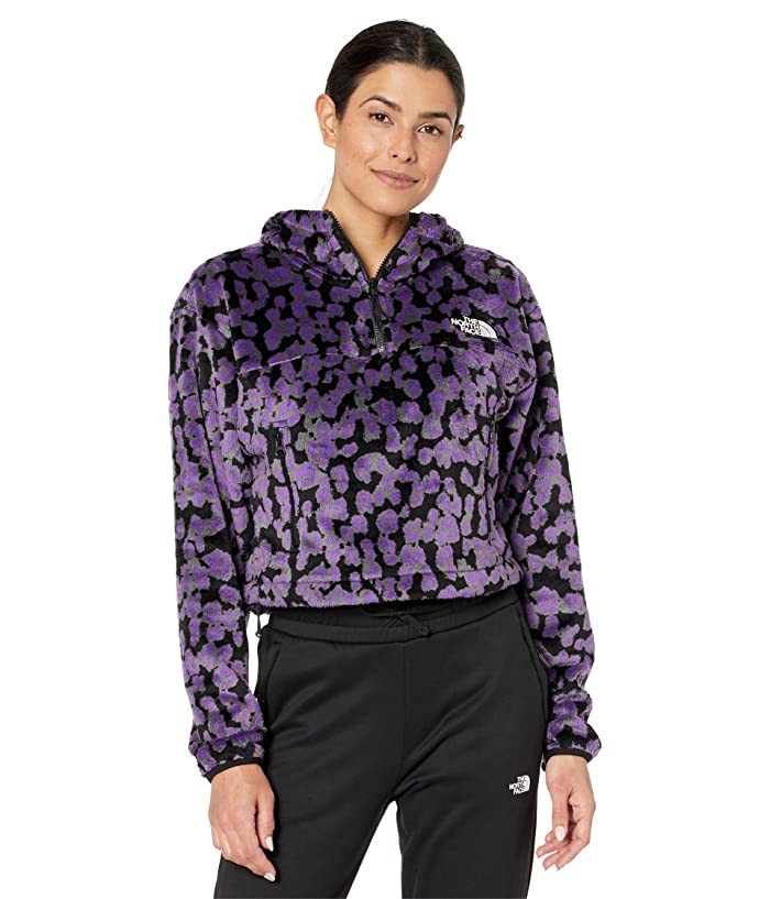 The North Face Women's Printed Osito 1/4 Zip Leopard Print Purple Size Large