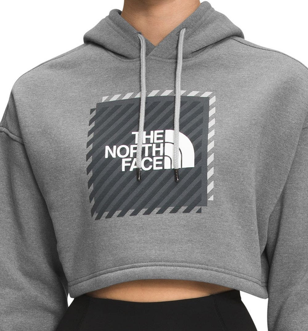 The North Face महिला क्रॉप ग्राफिक हुडी ग्रे साइज़ मीडियम