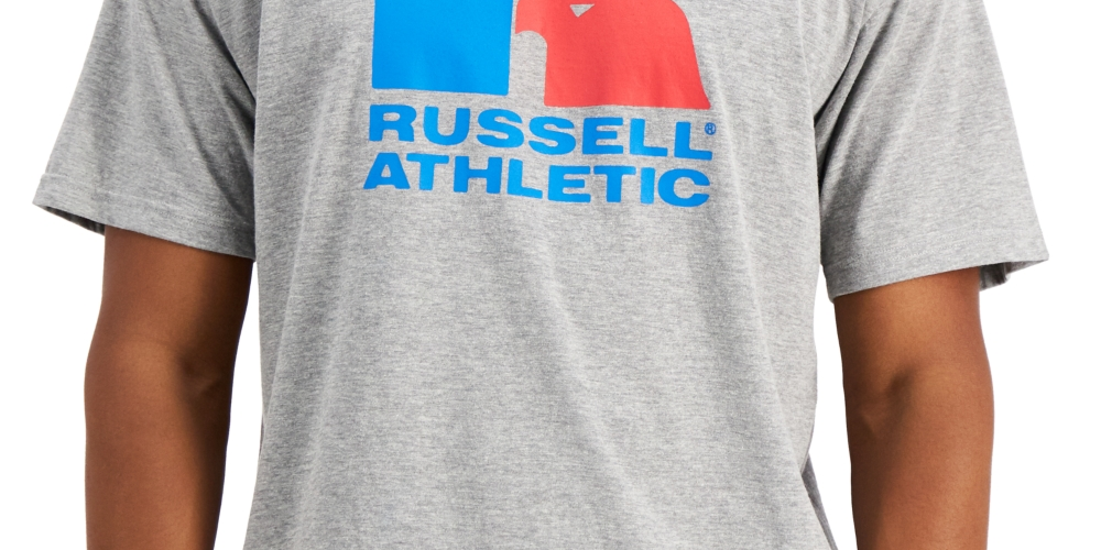 Russell Athletic Men's Lawrence Logo Graphic T-Shirt Gray Size X-Large