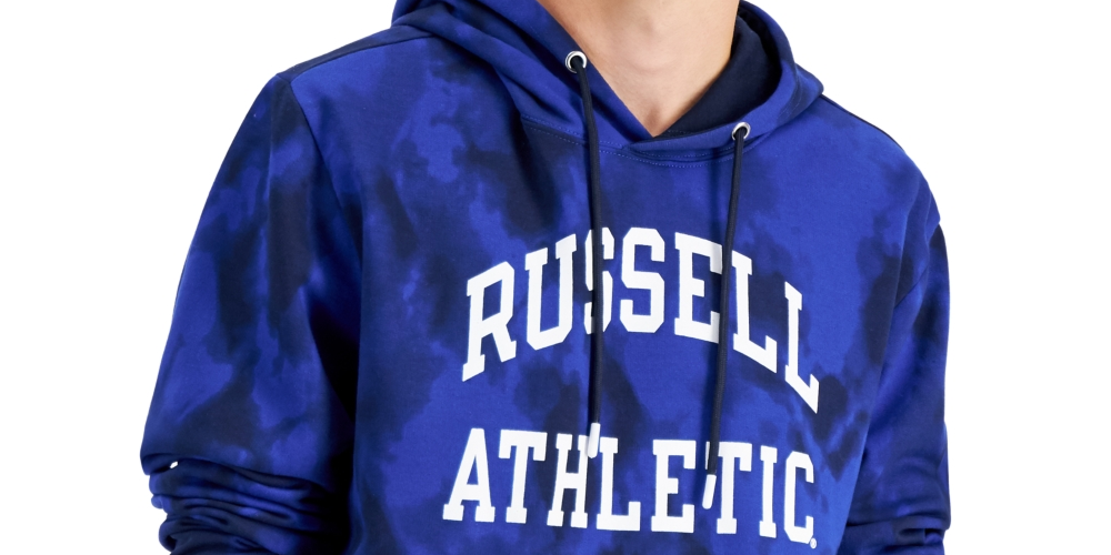 Russell Athletic Men's Groovy Tie Dyed Hoodie Blue Size Large