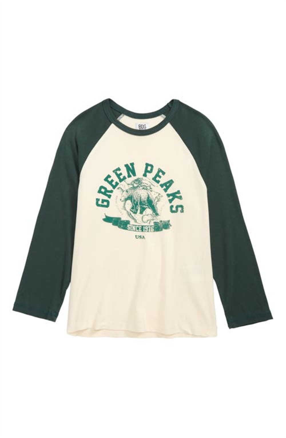 BDG Urban Outfitters Women's Green/White Raglan Sport Long Sleeve Baby Tee Size Small