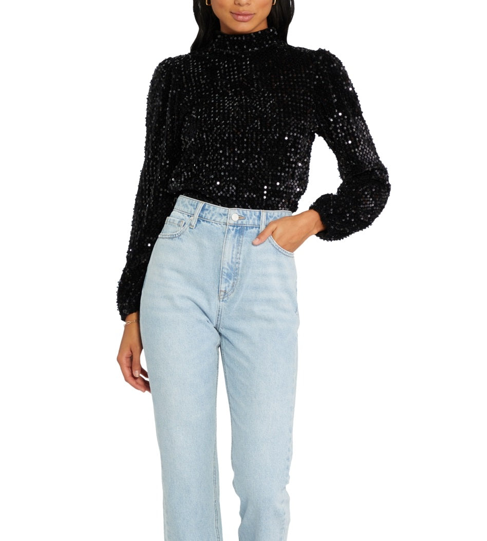 Sanctuary Women's All Nighter Mock Neck Top Black Size X-Large