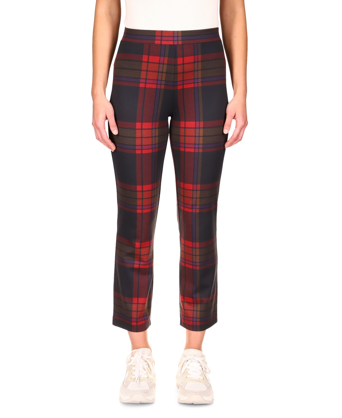Sanctuary Women's Carnaby Plaid Kick Cropped Pants Red Size Small