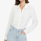 Sanctuary Women's Ruched Boyfriend Button Up Shirt White Size X-Large
