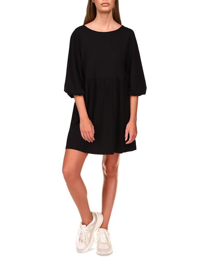Sanctuary Women's Cotton Blend Knit Babydoll Minidress Black Size X-Small