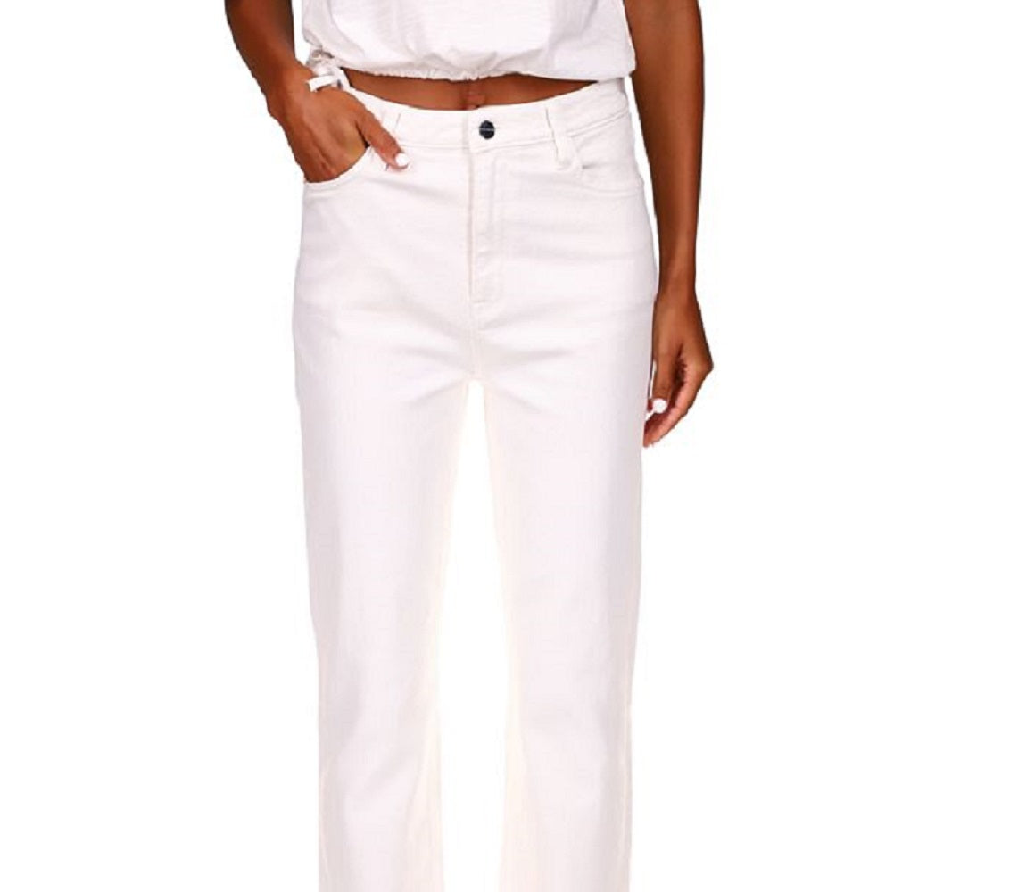 Sanctuary Women's Good Vibes High Waist Straight Leg Crop Jeans White Size 29