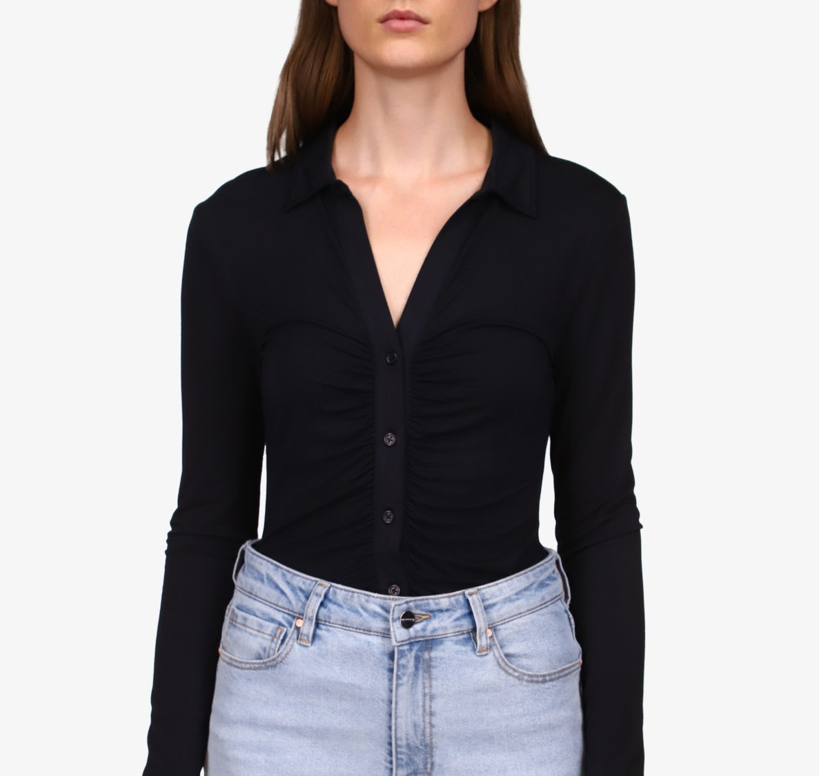 Sanctuary Women's Dreamgirl Button Up Top Black Size X-Large