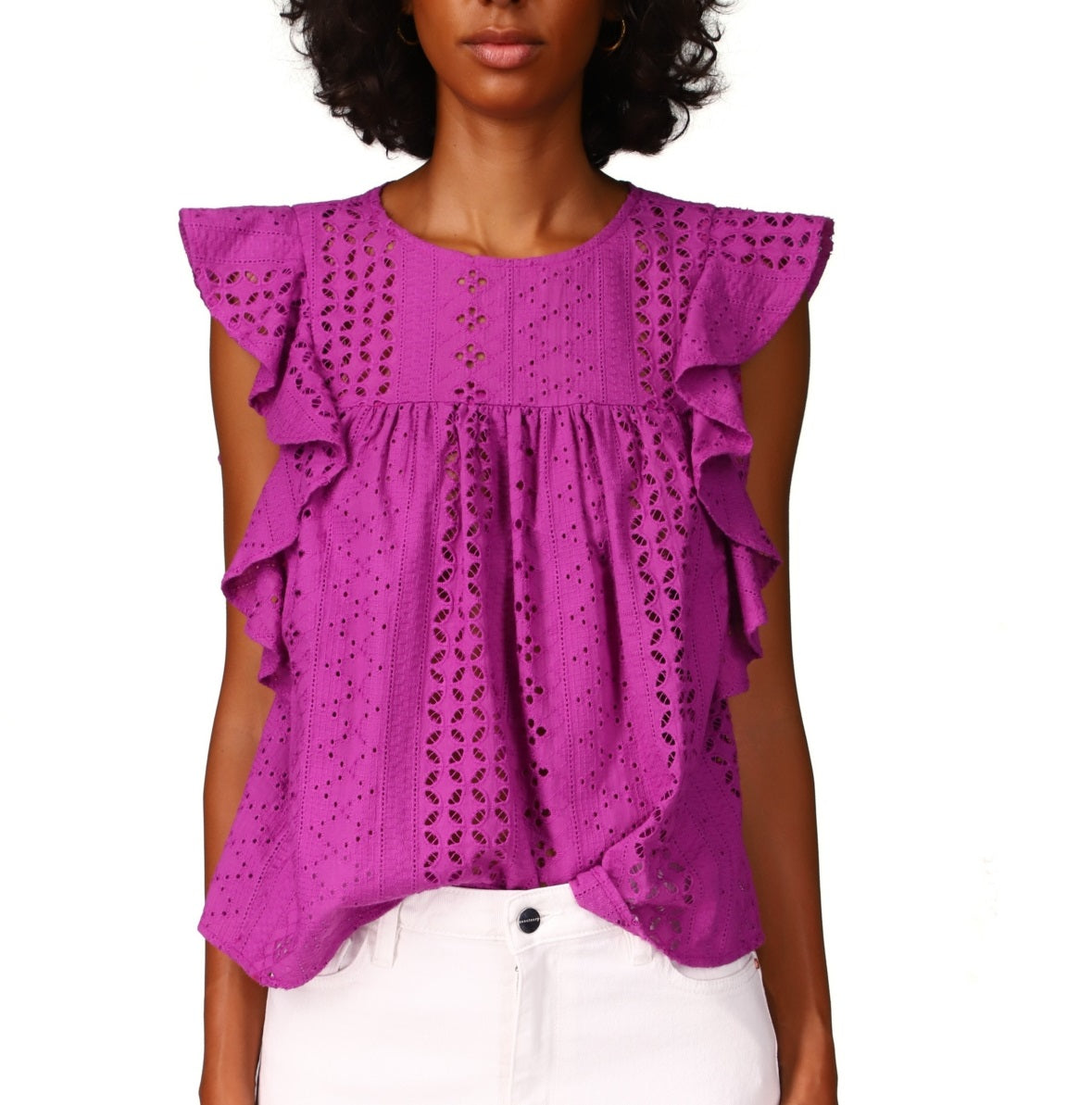 Sanctuary Women's Breezy Cotton Eyelet Top बैंगनी X-Small