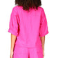 Sanctuary Women's Easy Linen Blend Button Up Shirt Pink Size X-Large
