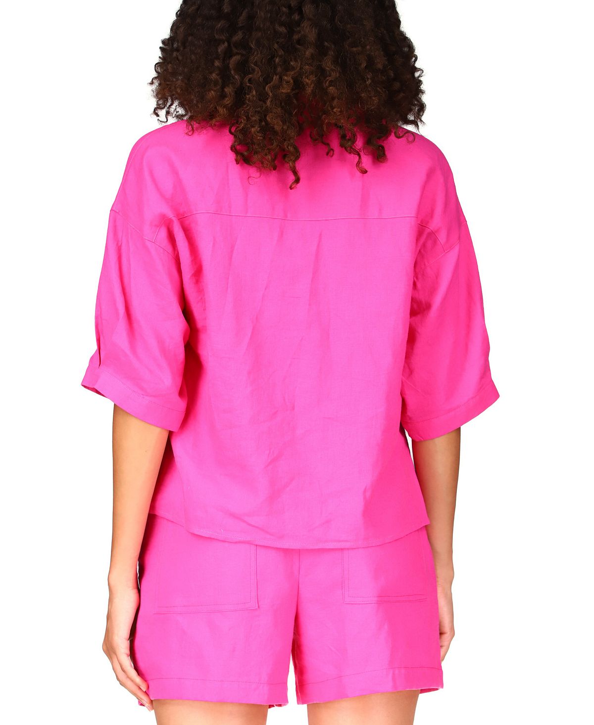 Sanctuary Women's Easy Linen Blend Button Up Shirt Pink Size X-Large