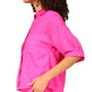 Sanctuary Women's Easy Linen Blend Button Up Shirt Pink Size X-Large