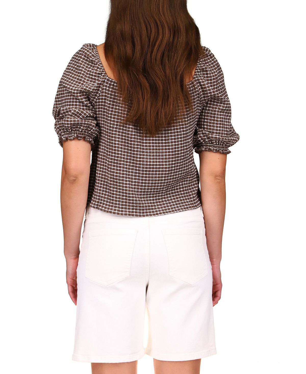 Sanctuary Women's Square Neck Cotton Peasant Blouse Brown Size X-Small