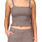 Sanctuary Women's Westside Check Smocked Crop Camisole Brown Size Large