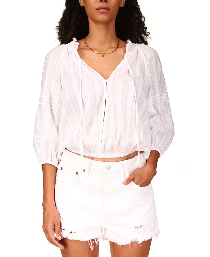 Sanctuary Women's Don't Forget Cotton Blouse White Size X-Small