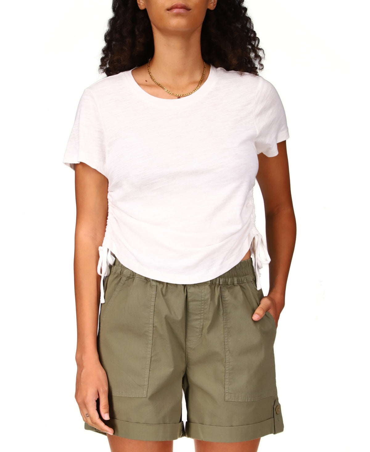 Sanctuary Women's Women's Side Drawstring T-Shirt White Size Large