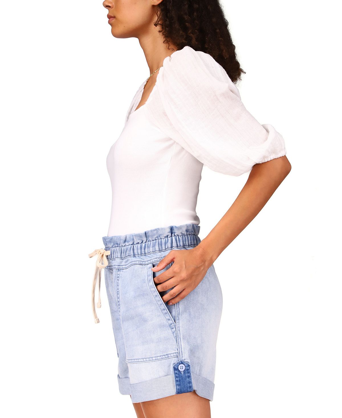 Sanctuary Women's Remix Puff Sleeve Top White Size Small
