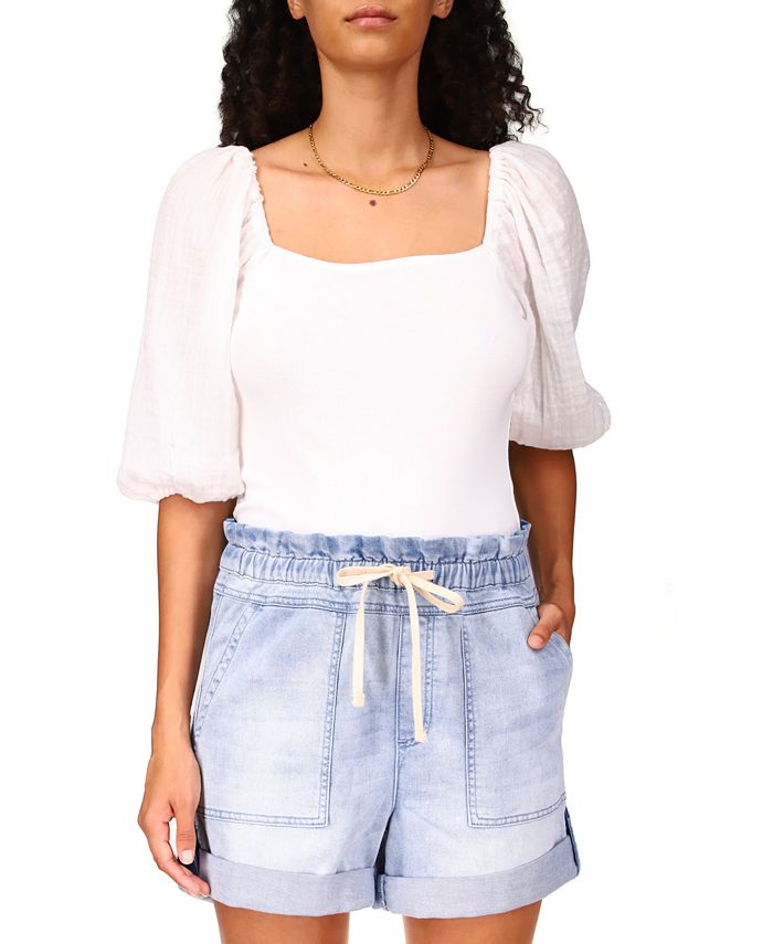 Sanctuary Women's Remix Puff Sleeve Top White