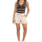 Sanctuary Women's tripe Twist Front Cotton Tank Brown Size X-Small