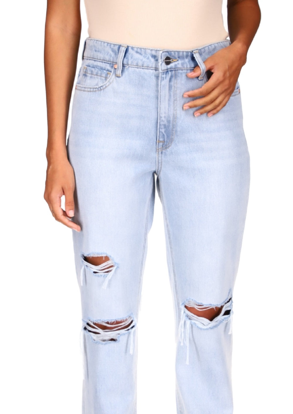 Sanctuary Women's Flashback Cotton Wide Leg Ripped Jeans Blue Size 25