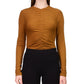 Sanctuary Women's Ruched Long Sleeve Crop Top Brown Size Small