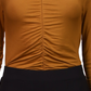 Sanctuary Women's Ruched Long Sleeve Crop Top Brown Size Small
